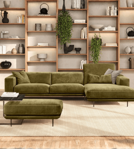 gamma green leather sectional denny gingerjar vancouver