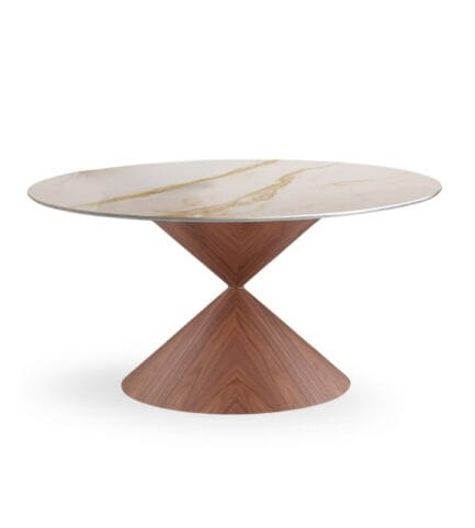 midj clessidra round table walnut ceramic top