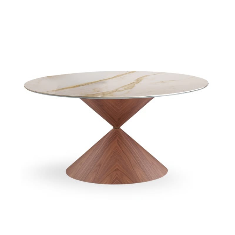 midj clessidra round table walnut ceramic top