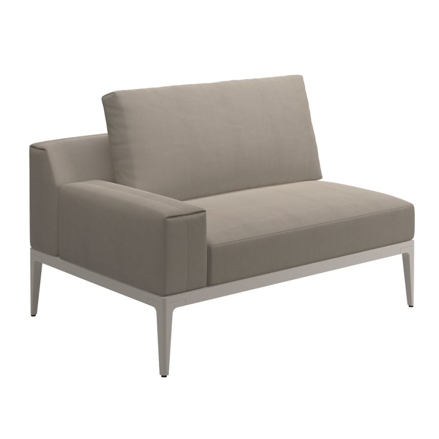 Grid Dining Sofa with Arm - White (Blend Linen)