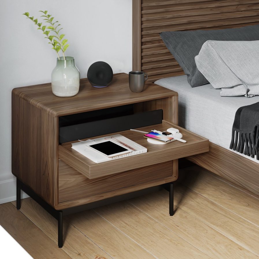 linq 9182 modern wood bedroom 28 side table bdi furniture walnut lifestyle 2