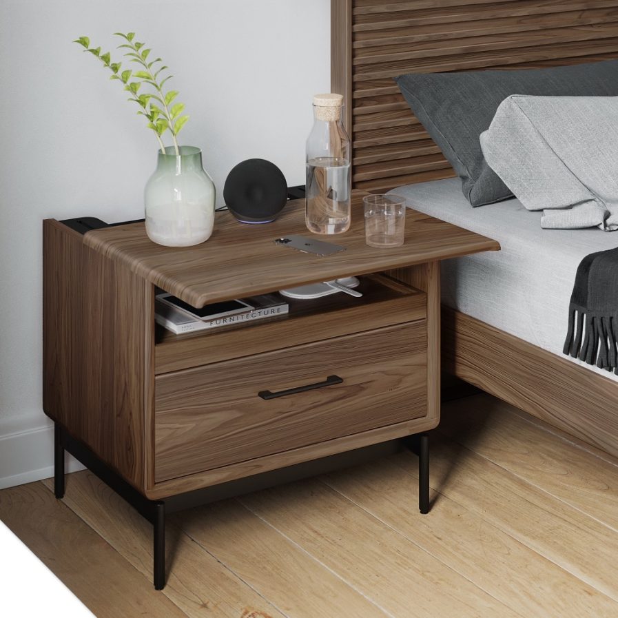 linq 9182 modern wood bedroom 28 side table bdi furniture walnut lifestyle 3b