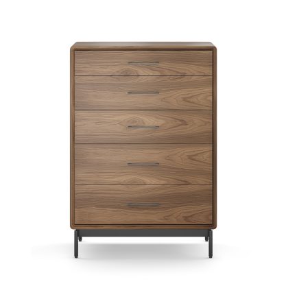 linq 9185 modern wood bedroom 5 drawer chest bdi furniture walnut isolated 1