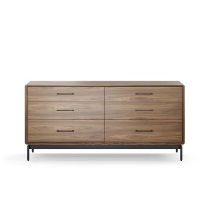 linq 9186 modern wood bedroom 6 drawer dresser bdi furniture walnut isolated 1