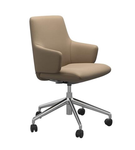 laurel low office chair with arms chrome