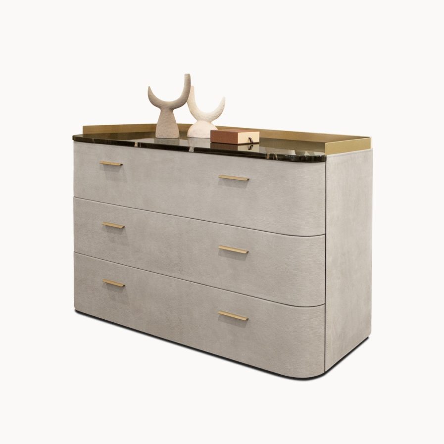 gamma leather beige three drawer dresser K017D