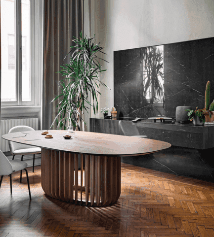 juice oval table caneletto walnut