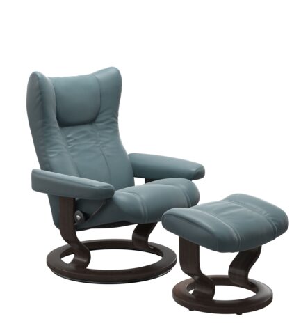 stressless wing classic recliner palomatealblue wenge
