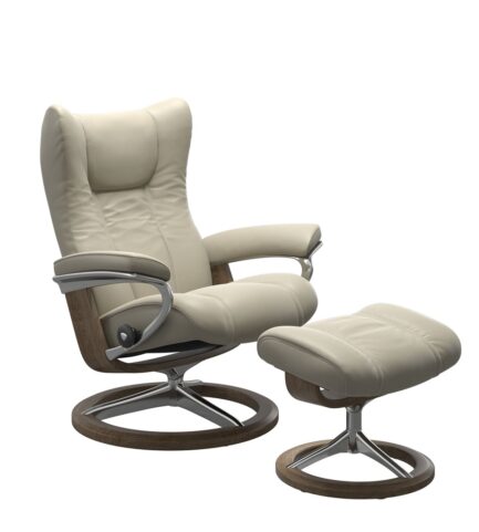 wing signature recliner palomalightgray alu smokedoak